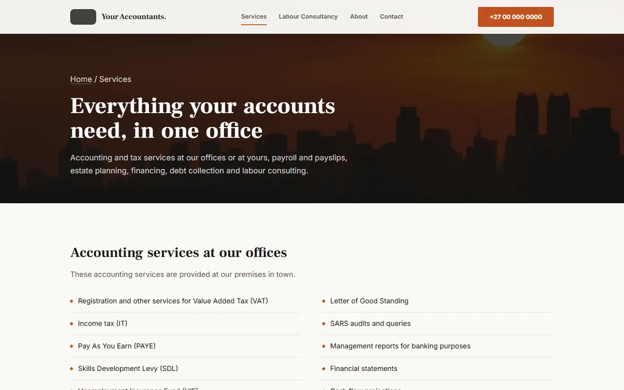A trust-first website for an accounting practice, another page