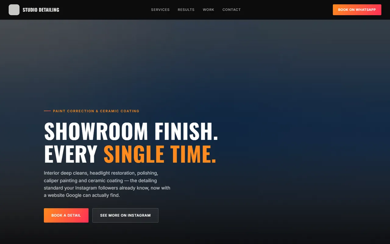 Automotive services: An Instagram-first site for a car detailing studio