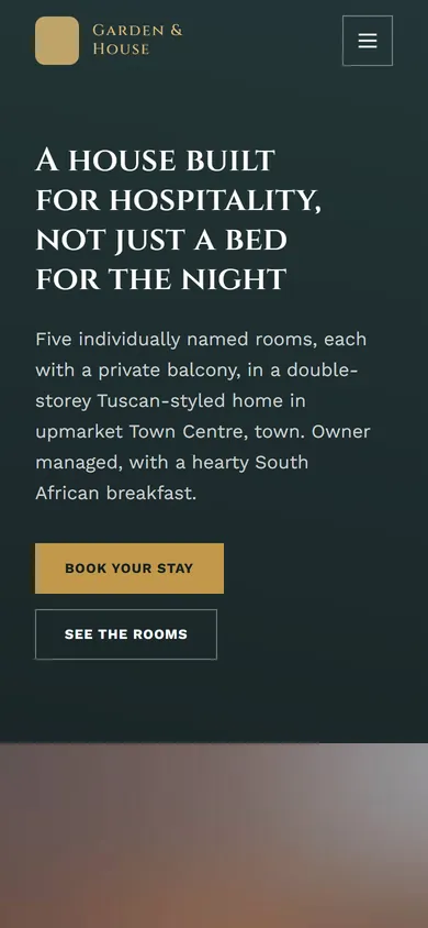 A direct-booking site for a small guesthouse on a phone
