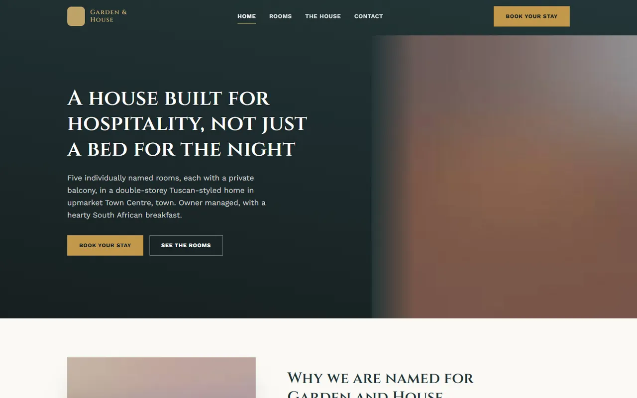 Hospitality: A direct-booking site for a small guesthouse