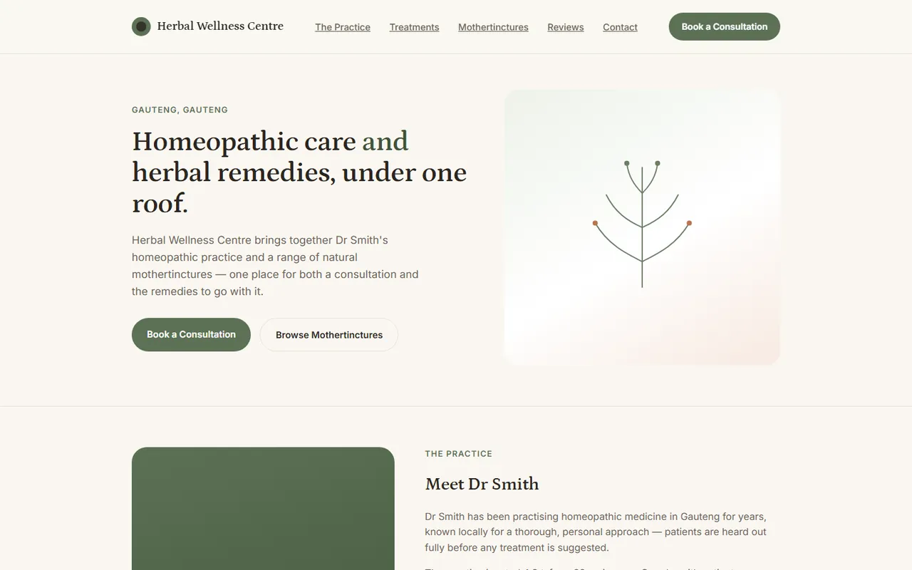 Health and wellness: A practice website with an online shop