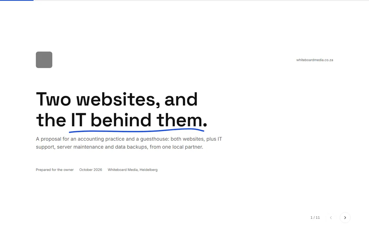 IT and hosting: IT support, hosting and backups for two small businesses
