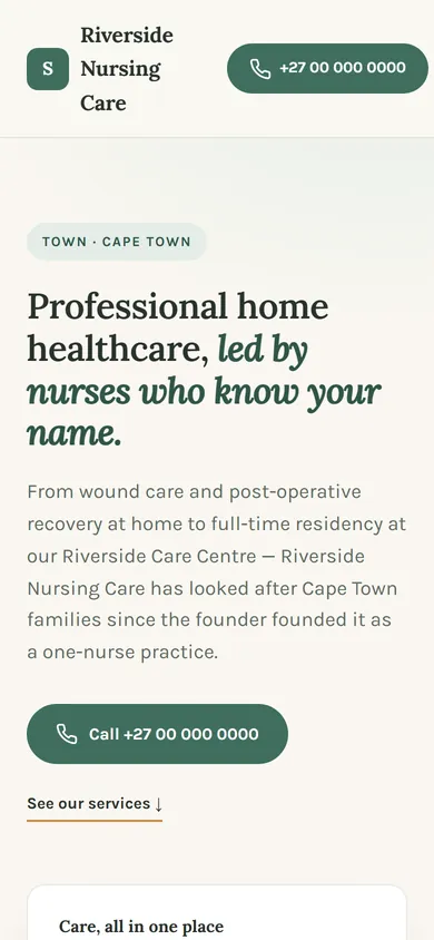 A home-healthcare site built on trust on a phone