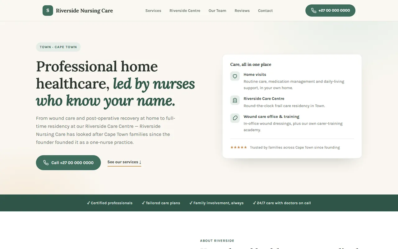 Healthcare: A home-healthcare site built on trust